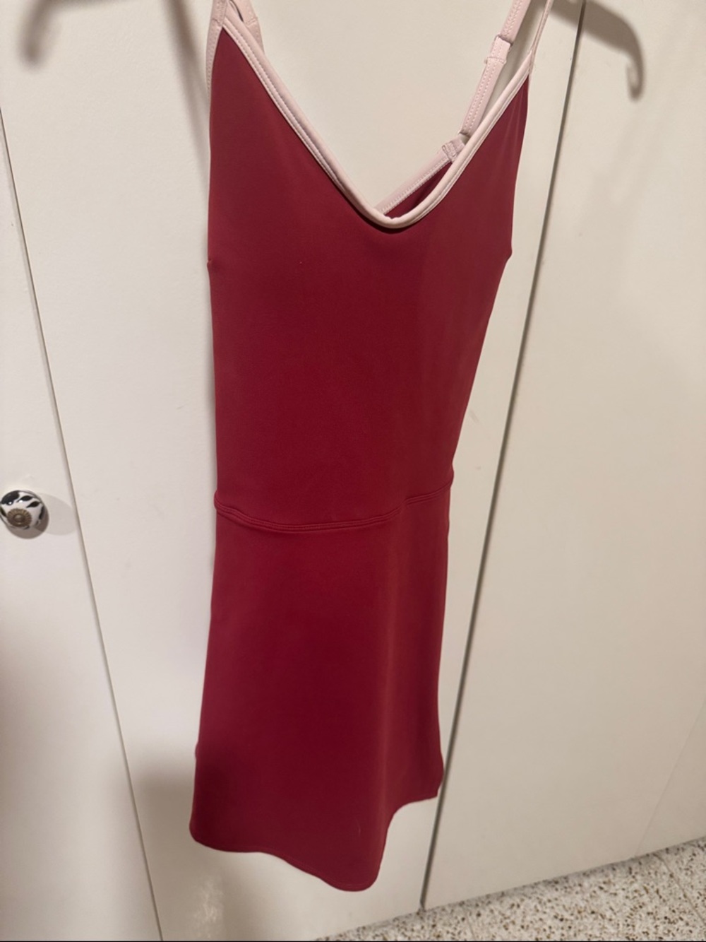 JoyLab Maroon Red Mini Tennis Dress with cream Trim.